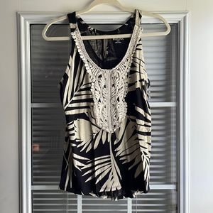 Black and White Floral Print Dressy Tank